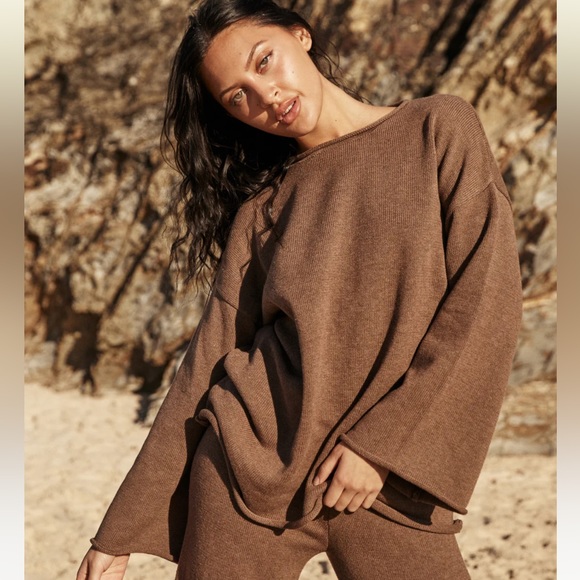NWT Relaxed Knit Sweater Set in mocha size S/M - Picture 6 of 8
